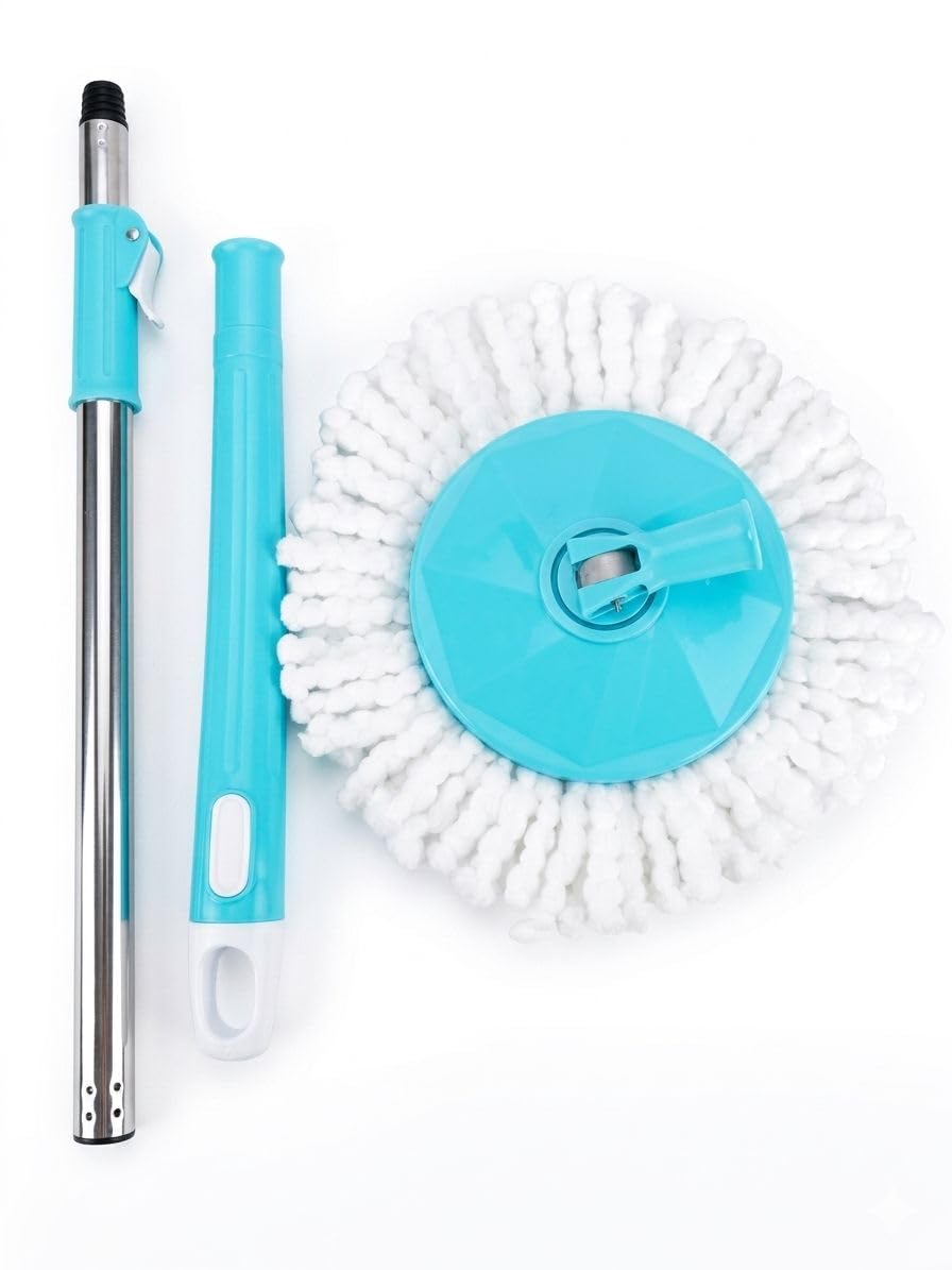 360° Spin Mop with Stainless Steel Handle and Microfibre Head || Stainless Steel Mop Stick with Adjustable Handle for Floor Cleaning || Magic pocha ||-picture-29