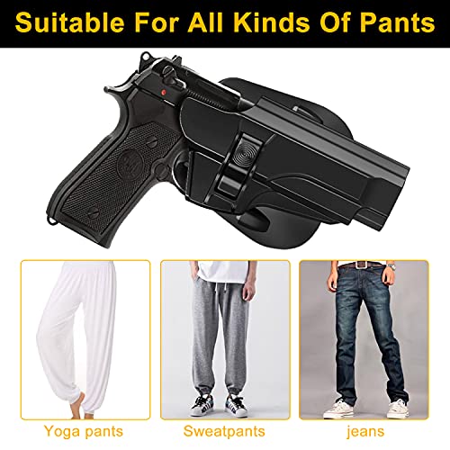 Hqda Beretta 92Fs Holster Fit 92 92Fs M9 M922 Holster, Owb Holster Tactical Outside Waistband Paddle Holster Holder,Right-Handed Black #TOP5