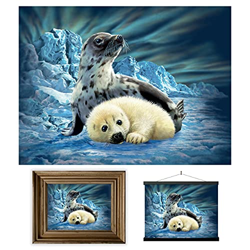 3D LiveLife Lenticular Pictures - Harp Seal from Deluxebase. 12x16in Unframed Deep 3D Effect Animal Wall Art for Living Room, Bedroom or Kitchen. Unique Seal Print Poster for Home Decor.