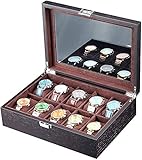 ღ Hohe Qualität: Beobachtungsorganisator Aus Massivem Holzrahmen, Weichem Samtauskleidung Und 10 Entfernbaren Kissen Mit Bequemem Berührungsgefühl, Leicht Zu Reinigen Und Zu Warten.