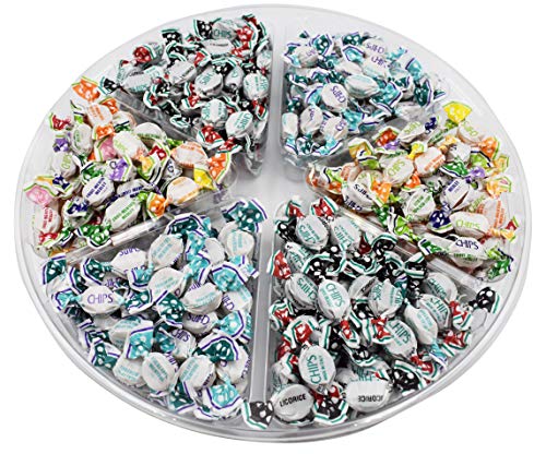 Assorted Licorice Chips, Eucalyptus Menthol Chips, Fruit Menthol Medley Chips Candy Gift Tray, Premium Individually Wrapped Mixed Chipurnoi Chips Candy, Made in Italy, 14 oz