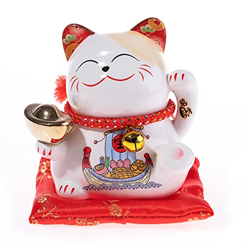Japoński kot Maneki Neko, talizman szczęścia, 9 x 8 x 10 cm