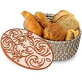 Bread Warmer Basket with Stone - Hand Woven Bread Basket With Warming Stone Included to Keep Your Loaf Warm! - Try Our New Hand-Crafted Bread Basket A Natural & Giftable Addition To Your Table