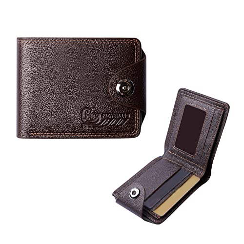 Portefeuille Mince avec Protection du Compartiment à Monnaie Mini Portefeuille pour Hommes Portefeuille en Cuir pour Hommes pour Porte-Cartes d'identité et Porte-Cartes Portefeuille (Marron) Cover