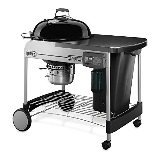 Weber Performer Deluxe Charcoal Grill and BBQ, 22-Inch, Touch-No-Go Gas Ignition, Black