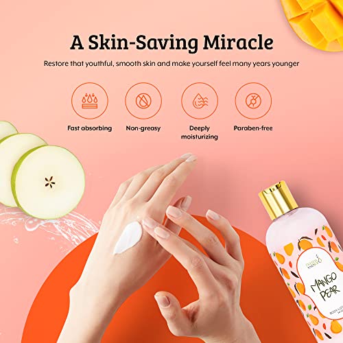 Scented Body Lotion For Women, Deep Moisturizing Hand Cream, Firming Body Butter For Dry Skin, Womens Luxury Stocking Stuffers And Fragrance Gifts That Smell Good, 10Oz (Mango Pear) #TOP3