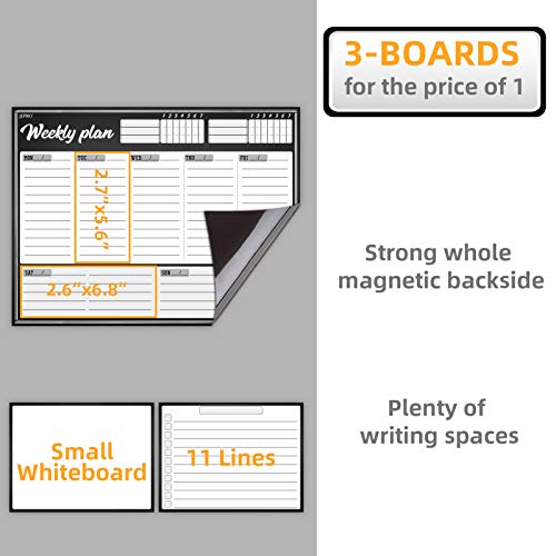 Large Magnetic Dry Erase Whiteboard Weekly Planner For Fridge - One Large Weekly Calendar And Two Notes/To Do/Grocery Boards Set - 6 Magetnic Dry Erase Extra Fine Tips Markers Included. #TOP4