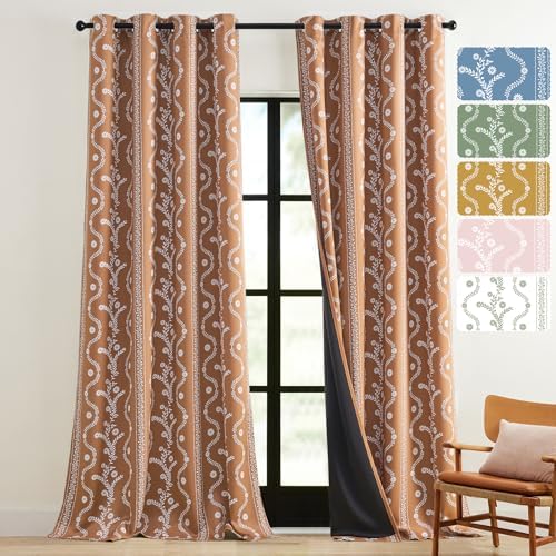 Boho Blackout Curtains for Bedroom 2 Panels Terracotta Curtain fo...