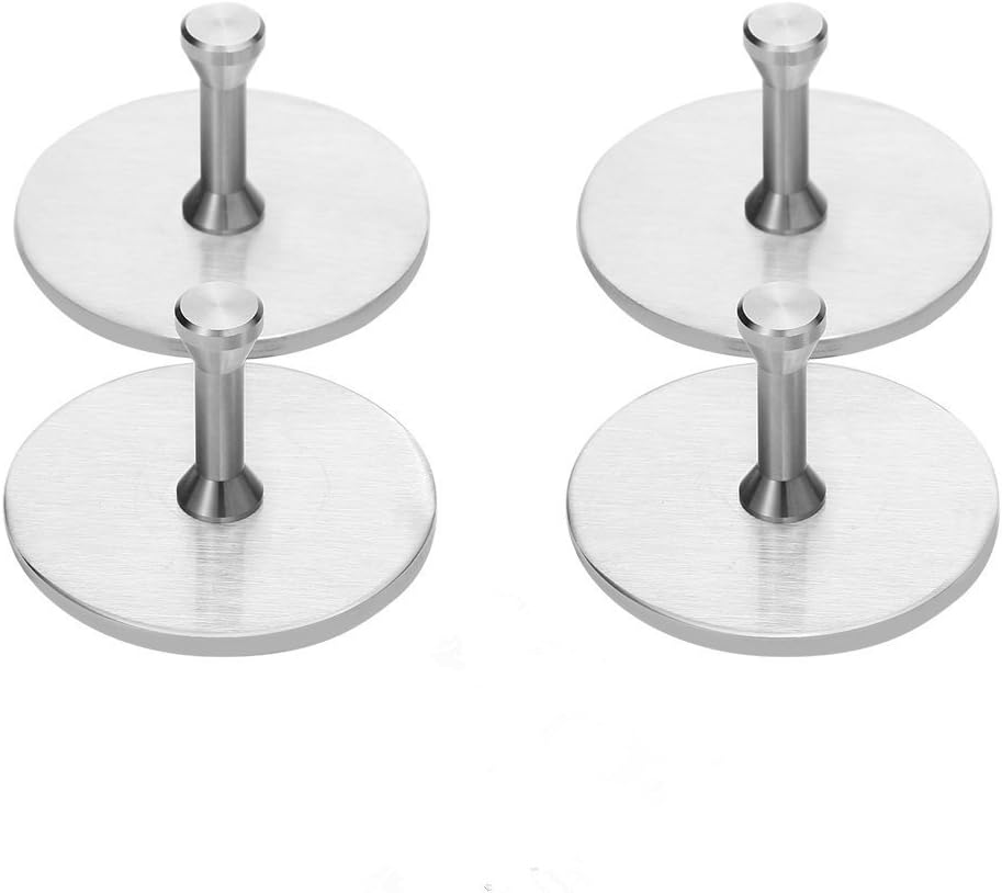 KEREITH Shower Coat Hangers Wall Mounted Bath Towel Hanging Hooks Single Closet Clothes Holder for Bathroom Kitchen Door Bedroom,Heavy Duty, Brushed Finish,4PACK(Round Base)