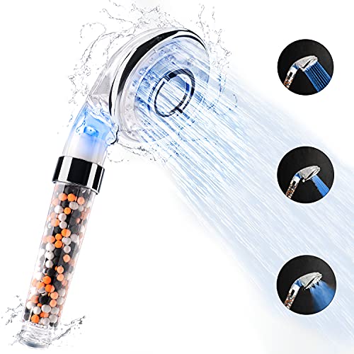 Le-Hoki Led Shower Head, High Pressure Filter Handheld Shower, 3 Mode Function Spray 7 Colors Automatically Water Saving Showerheads, Can Soften Hard Water For Dry Skin & Hair