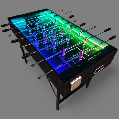 PartyLife 48 Foosball Table w/LED Lights & Folding Steel Legs | Minimal Assembly Smooth Surface Extremely Sturdy and Portable!
