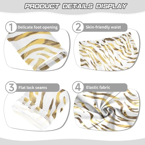 Zebra Skin Print Gold Stripes Girls Casual Leggings for Kids Printed Long Pant Bottoms Stretch and Soft3