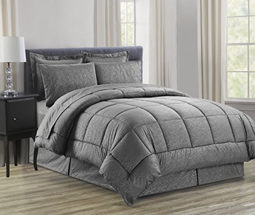 Elegant Comfort 8-Piece King Grey Bed-in-a-Bag Comforter Set