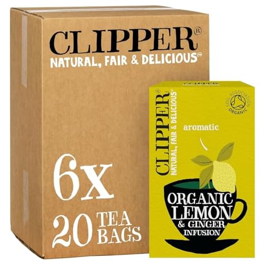 Clipper Organic Lemon & Ginger 20 Tea Bags (Pack of 6)