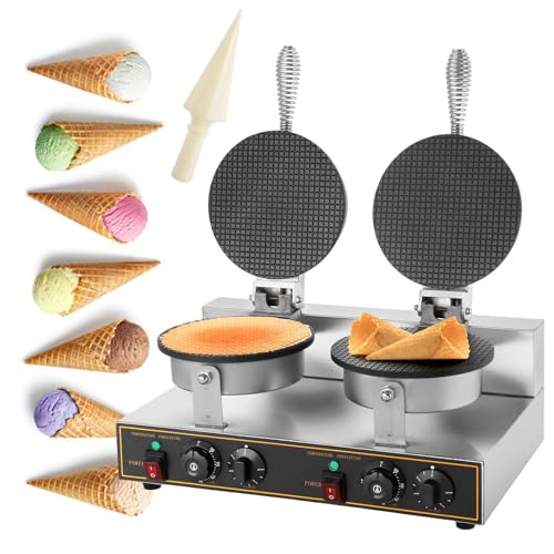 CóNica Para Helados Máquina para hacer conos de helado, comercial, profesional, de 1200 W, de acero inoxidable, con revestimiento antiadherente, doble potencia, 220 V