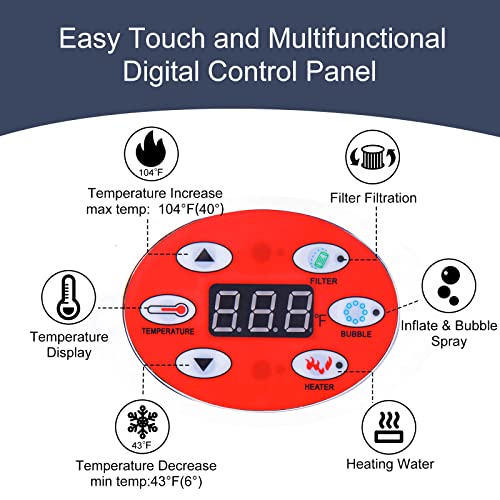 Relxtime Inflatable Hot Tub 4-6 Person, Portable Air Jet Spa Outdoor Heater Blow Up Hottub With 130 Bubble Jets And Built In Heater Pump, Tub Cover, 4 Non-Slip Spa Seat, 2 Filter Cartridge #TOP2