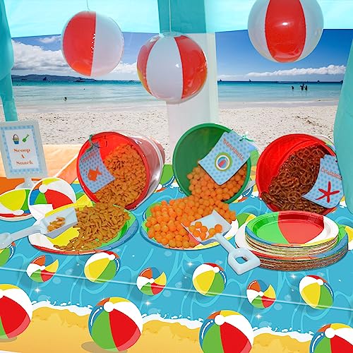 Ptecdrots Beach Party Decorations - 162 Pcs Pool Party Supplies Includes Beach Ball Plates thumb #6