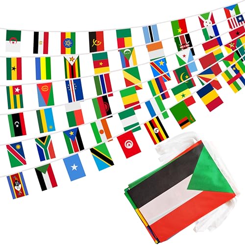 Africa 54 Countries Banner Flag String, 54 African Country Mini Flag Small Banner for Classroom, Party, Shops and Bars Decorations, Outdoor Decorations, Indoor Decorations