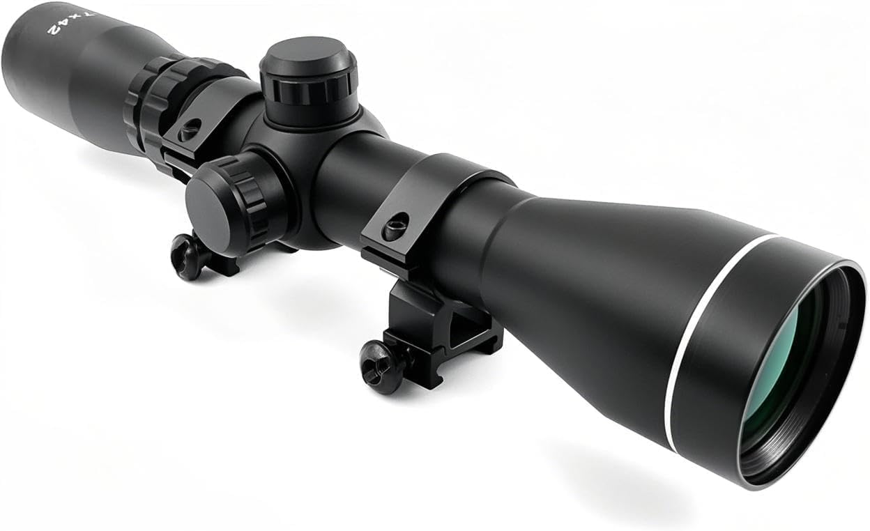 2-7x42 Long Eye Relief Scope Mil-dot/Rangefinder 30mm Tube Diameter Fits Mosin Nagant 1891/30 M39 M44 with Mount Rings