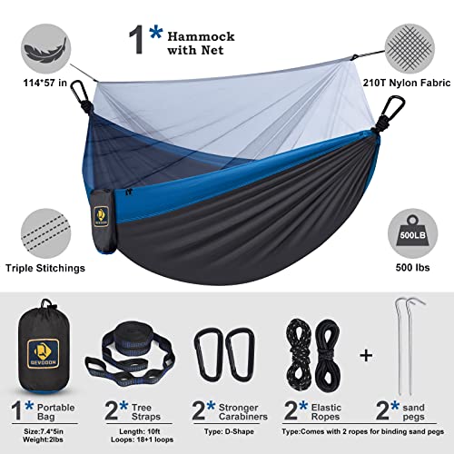 Camping Hammock With Net,Travel Portable Lightweight Hammocks With Tree Straps And Solid D-Shape Carabiners,Parachute Nylon Hammock For Outsides Backpacking Beach Backyard Patio Hiking #TOP5