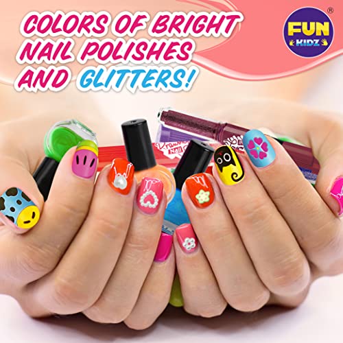 Girls Nail Polish Kit For Kids Ages 8-12, Funkidz Nail Polish Pens Combo Kit Peelable Nail Art Set With 3D Nail Decoration Accessories #TOP2
