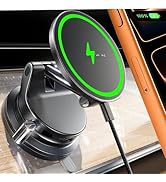 LISEN 15W Magsafe Car Mount Charger， [ SuctionPro ] Wireless Car Charger, Suction Cup Phone Holde...