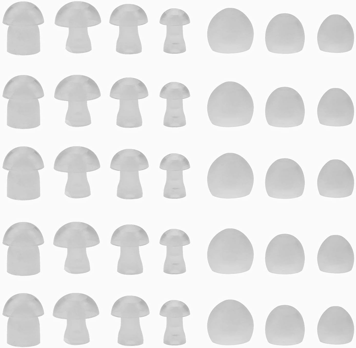 eMagTech 35pcs Mushroom Hearing Aid Domes - Silicone Universal Domes for Hearing Aids Earbud Replacements and BTE Sound Amplifiers