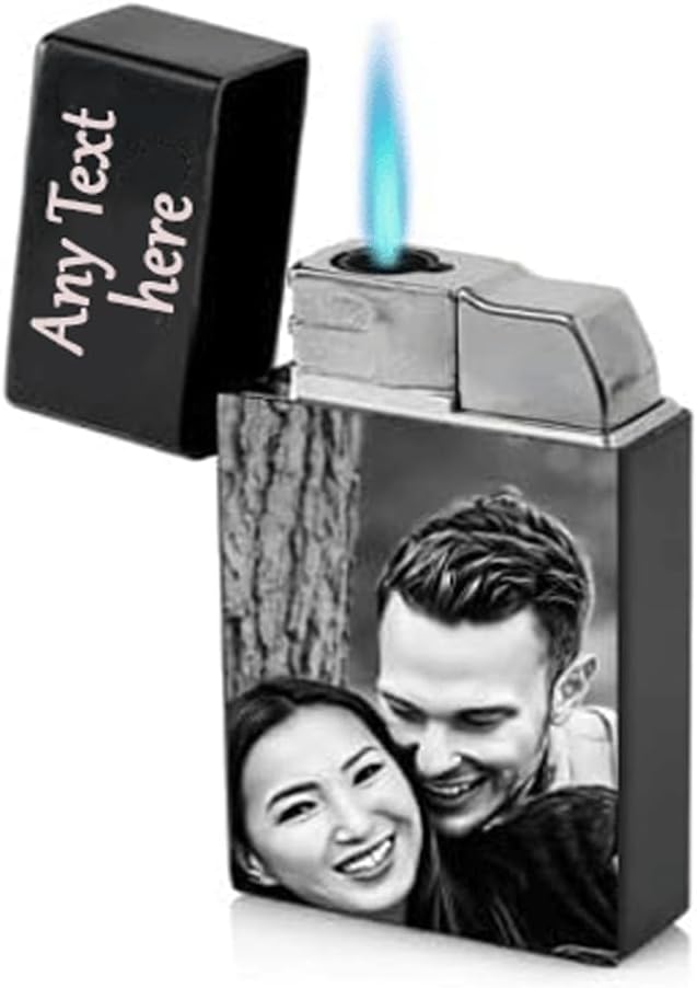Personalised Photo & Name Engraved Flame Lighter Gift Set (Single Side (Front) Photo & Message)