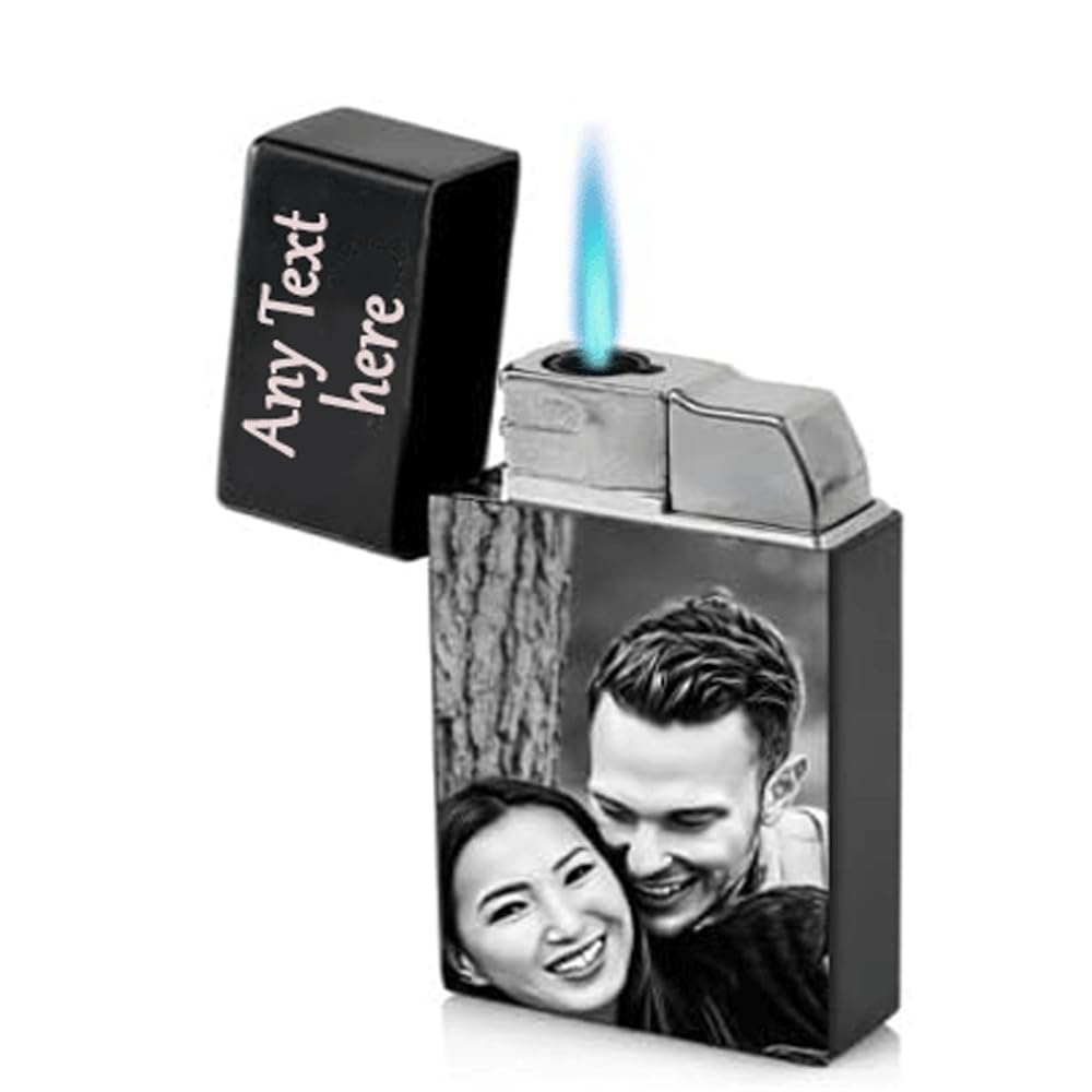 Personalised Photo & Name Engraved Flame Lighter Gift Set (Single Side (Front) Photo & Message)
