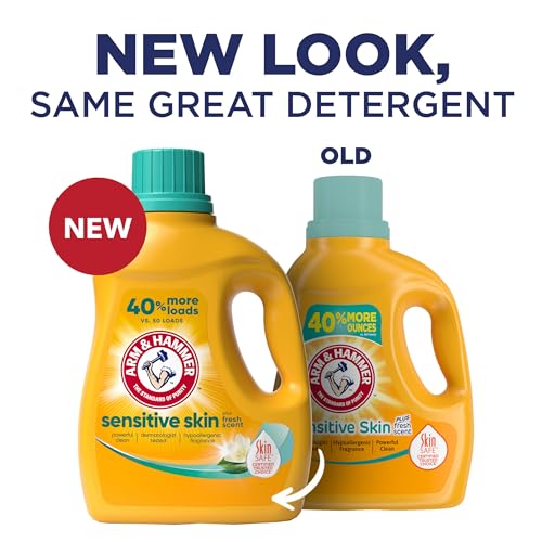 ARM & HAMMER Sensitive Skin Liquid Laundry Detergent, Fresh Scent, 105 fl oz, 105 Loads