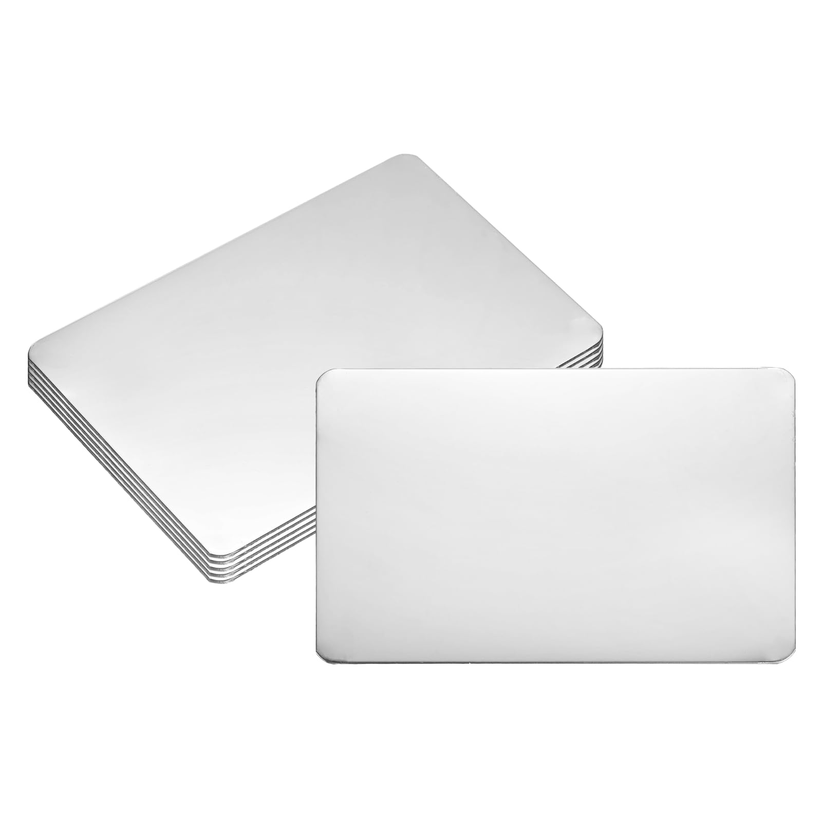 PATIKIL 6Pcs Blank Name Plates, 4.3 x 2.8" Rectangle 304 Stainless Steel Mirror Engraved Plate Custom Laser Engraving Blank for Personalized Nameplate Home Office DIY, Silver