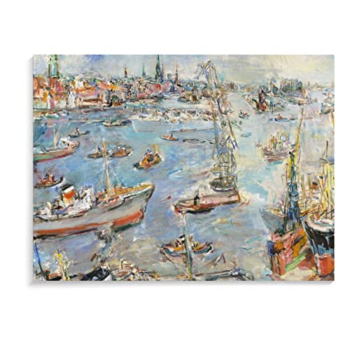 Oskar Kokoschka Oil Paintings On Canvas Wall Art Hamburg Iii Art Prints Wall Art Paintings Canvas Wall Decor Home Decor Living Room Decor Aesthetic 24X32Inch(60X80Cm) Frame-Style #TOP7