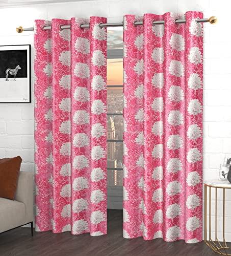 Image of Polyester Curtains 9 Feet Long Set of 2 for Long Door (Pink 4 ft x 9 ft)