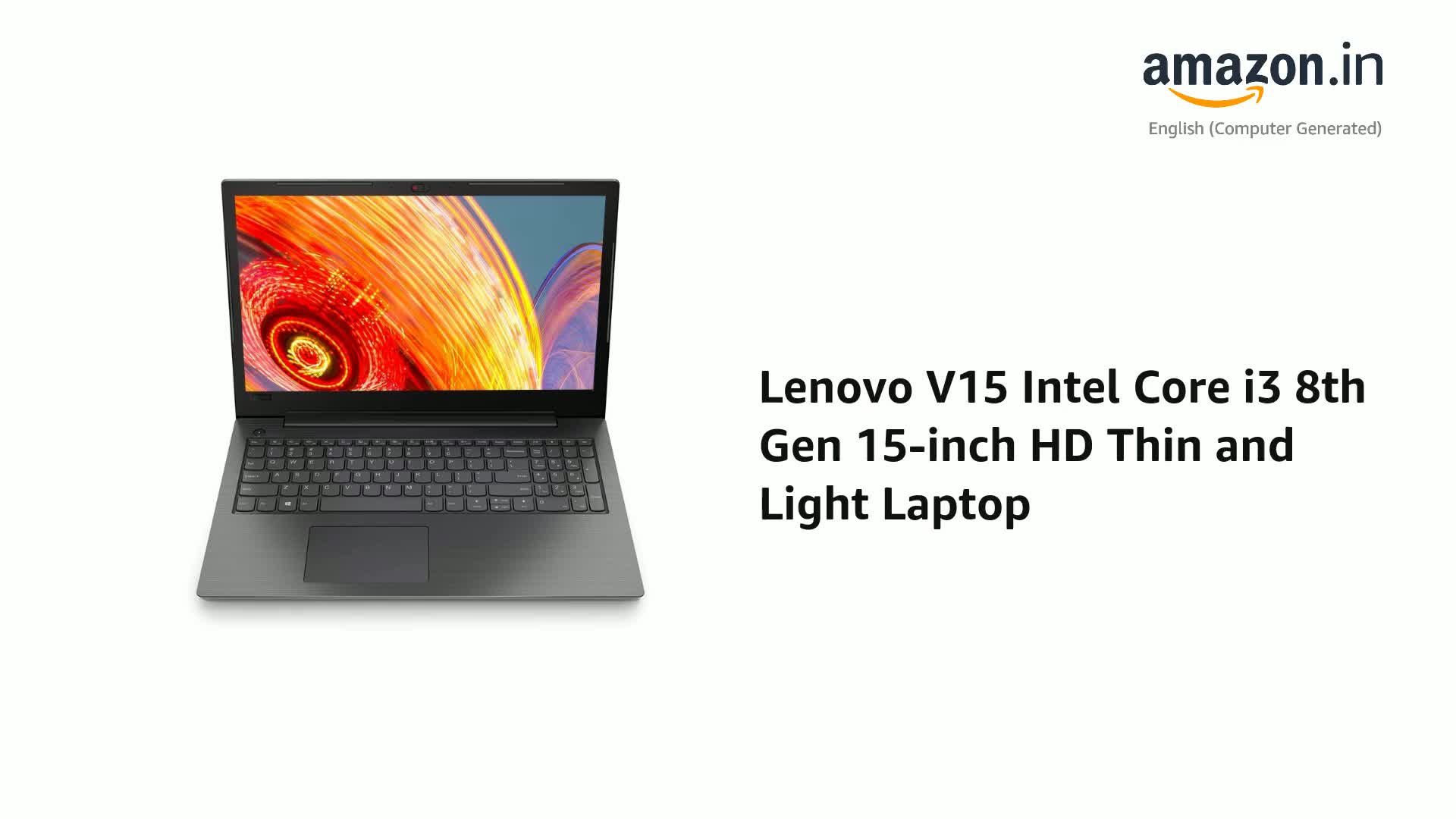 Lenovo V15 Intel Core i3 8th Gen 15-inch HD Thin and Light Laptop