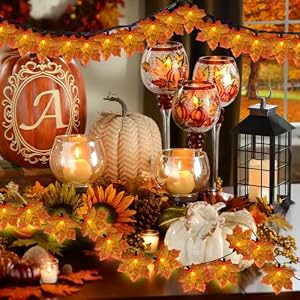GOOTHY Fall Decor Orange Maple Leaf String Lights Plug in, 13.6Ft LED Outdoor Thanksgiving Decorations Lights with 35 Maple Leaves Lights, Hanging Halloween Leaves Light for Outdoor Fall Party Window GOOTHY Fall Decor Orange Maple Leaf String Lights Plug in 136Ft LED Outdoor Thanksgiving Decorations Lights with 35 Maple Leaves Lights Hanging Halloween Leaves Light for Outdoor Fall Party Window