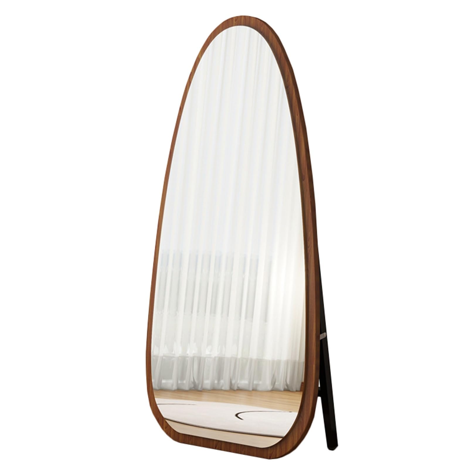 FGXHHS Mirror Shaving Mirrors Full Length with Bracket Ornate Frame for Farmhouse Entryway Hallway Bathroom(Walnut,70x150 cm)