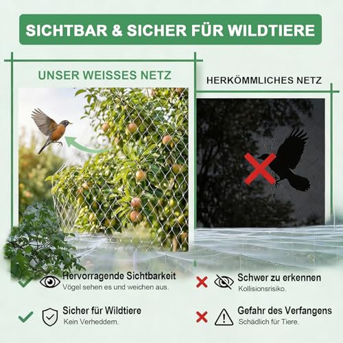 GWHOLE Vogelschutznetz engmaschig Laubschutznetz 10 x 4 m für Balkon Garten