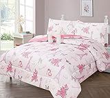 GorgeousHomeLinen Kids 6pc White Pink Paris #2 Floral Eiffel Tower Oh LALA Puppy Twin Bed in Bag...