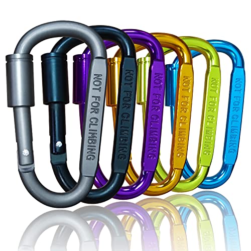 Mosquetón de bloqueo, mosquetón de aluminio con anillo en D, clips para llavero para acampar al aire libre, viajes, pesca, mochila, llavero, gancho de bloqueo de puerta de resistente, 6 piezas Cover