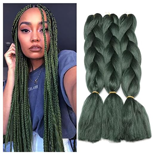 Original Jumbo Braids Hair Extension Pure Solid Dark Green Color 3pcs 24inch 100g/pc For Twist Box Braiding Hair (dark green)