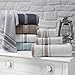 Bath Towel Set_White Towel For Bathroom, Luxury Hotel &Spa Quality, 100% Cotton .Includes 2 Large Bath Towels, 2 Hand Towels and 2 Washcloths.Super Soft, Absorbent & Decorative (White/Grey)