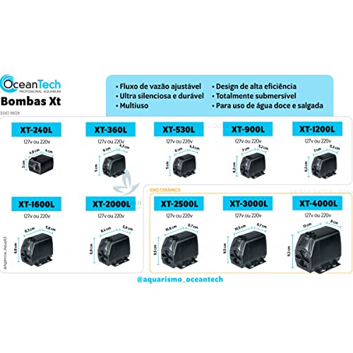 Bomba Submersa Ocean Tech XT Pump 240l/h 3W para Aquários