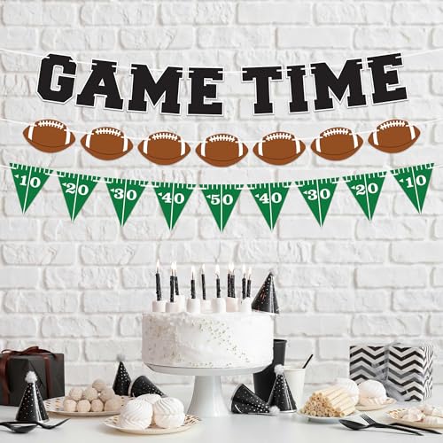 Pre-strung Game Time Football Banner - No DIY - Football Party Banner - Pre-strung Garland on 8 ft Strands - Birthday & Sports Fantasy Party Decorations. Did We Mention No DIY - Image 3