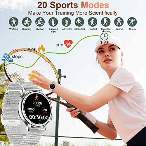 Gadixy Smart Watches For Women, Smartwatch For Android And Ios Phones,Ip67 Waterproof Activity Tracker With Blood Pressure Heart Rate Sleeptracker Voice Control,Fitness Watch For Women Men (Silver) #TOP6