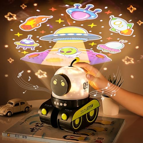 Image of One94Store Robot Tank Toy for Kids, 1200mAh Battery, Cartoon Projector Light, Touch Button Decorative Lamp, Cute Bedside Decor for Bedroom & Gifting