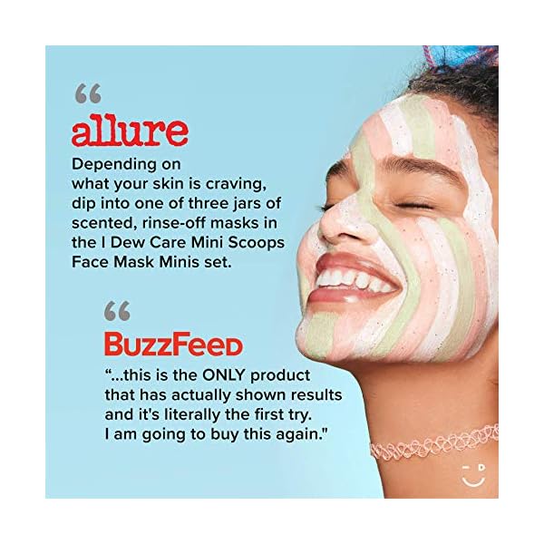 I DEW CARE Korean Wash Off Face Mask Gift Set - Mini Scoops | With Hyaluronic Acid, Self Skin Care | Facial Treatment, Vegan, Cruelty-Free, Paraben-Free, Valentine Day Gifts (3 Flavors)