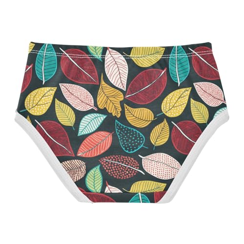 Joisal Colorful Leaves Chic Toddler Girls Underwear 2t Cotton Panties for Girl Fun Print Briefs Kids Undies2