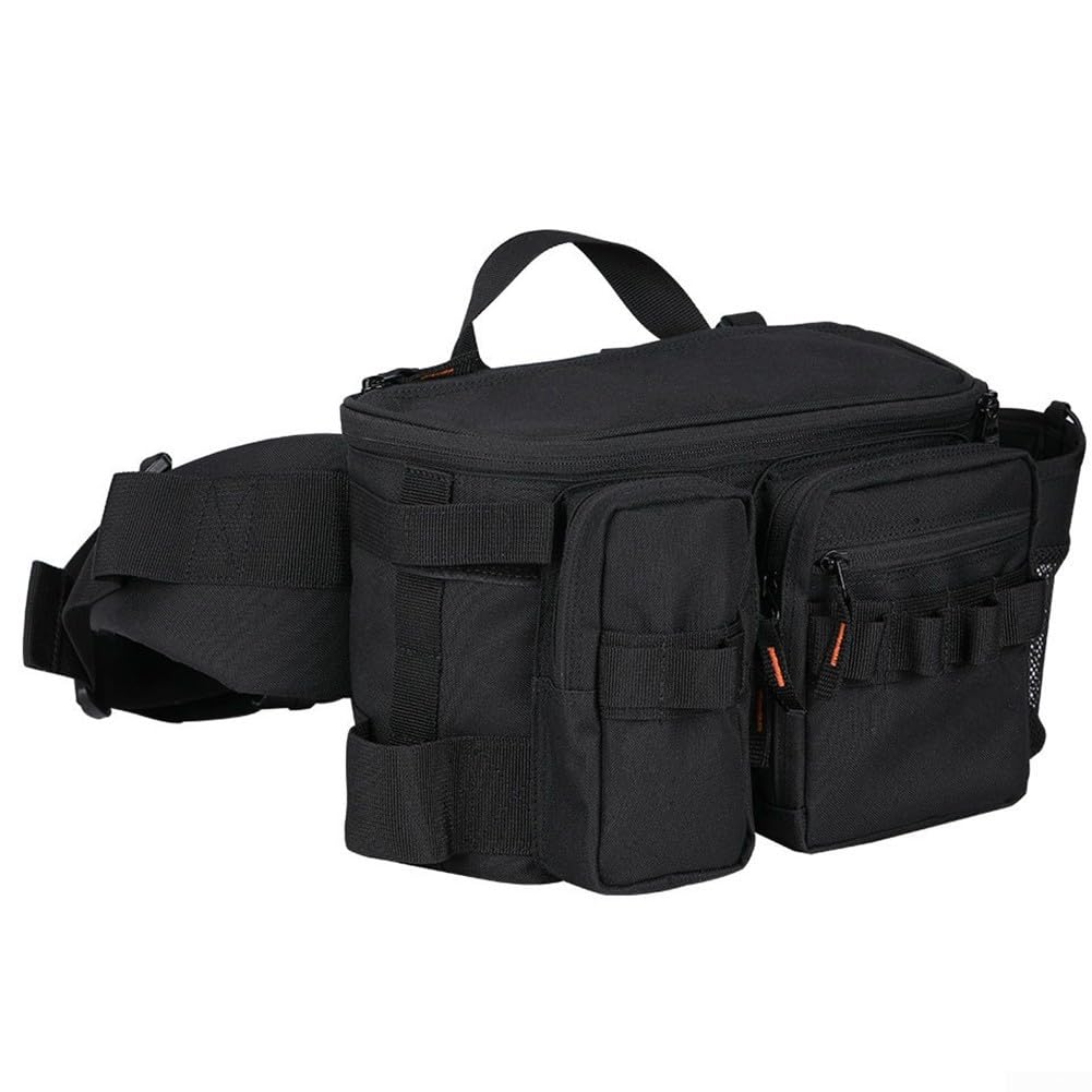 Duża torba wędkarska 32 cm zamek błyskawiczny w kształcie litery U dla dostępu nylon duża wędkarstwo (czerwona duża) | tkanina nylonowa, boczny uchwyt na butelkę, dopasowanie 600 ml, do użytku jedną ręką, gotowy do nawodnienia