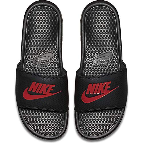 NIKE Men's Benassi Just Do It Athletic Sandal, Black/Challenge red, 9 Regular US