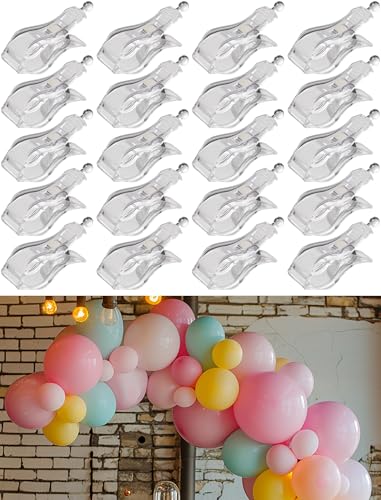 NiHome 20-Pack Balloon Arch Clips Heavy-Duty Spring Clamps with Superior Grip Transparent Reusable Clips for Secure Balloon Garland Suitable for Backdrop Wedding & Party